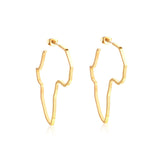 ASON Gigantic Gold Color 316L Stainless Steel Africa Map Huge Hoop Earring Ear Stud for Women Girl Gift Jewelry Accessories