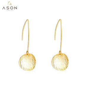 ASON Pendientes colgantes de concha de imitación de acero inoxidable de Color dorado, Pendientes colgantes de moda para mujer, joyería de regalo de fiesta 