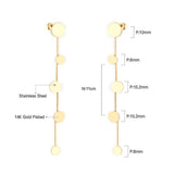 ASON Trendy Dangle Round Pendants Piercing Drop Earrings Gold Color Stainless Steel for Women Party Gift Fashion Jewelry