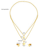 ASON 316L Stainless Steel Star Pendant Gold Color Bridal Wedding Jewelry Set for Women Necklace Pendant Small Stud Earring