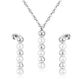 Ensembles de bijoux en acier inoxydable pour femmes et filles, boucles d'oreilles en fausses perles, collier de mariage, ensemble de bijoux de mariée indienne de dubaï