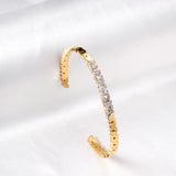 Lucky Gift For Friends Open Bracelets Luxury Women's Bangles Gold Color With Shiny Zirconia Stone Office Dailywear