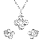 ASON 316L Acero inoxidable circón oro nupcial boda juegos de joyas para mujer 2019 collar de flores colgante pendiente pequeño