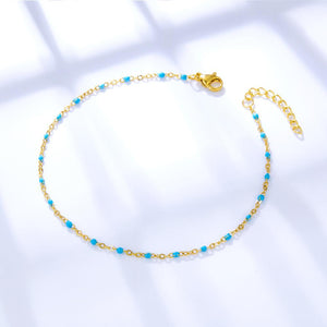 Bohemian Green Blue Yellow Beads Chain Anklets Stainless Steel Summer Ankle Bracelet Body Jewelry Gifts For Women Girl