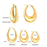 ASON Korean Style Smooth Big Circle Hoops Earrings Gold Color Stainless Steel for Women Girl Fashion Jewelry Piercing Boho