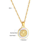 ASON Round Shell Jesus Fashion Pendant Necklaces Gold Color Stainless Steel Choker Jewelry for Women Anniversary Gift