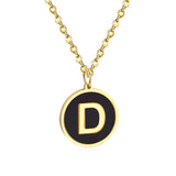 ASON New Punk Jewelry Gold Black Shell Choler Necklaces Stainless Steel 26 Letter Alphabet Pendant Necklaces Women/Girl