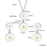 Romantic Stlye Cubic Zirconia Dripping Oil Flower Necklace Earrings Set Bijoux White Color For Women Pendants Collars