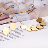 Stainless Steel Round Paillettes Trendy Necklaces Earrings Sets Jewelry Set Gold/Silver Color For Lovers Woman Gift