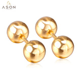 ASON-pendientes de tuerca para Piercing de doble bola, tamaño de 8mm, Color dorado, acero inoxidable, joyería antialérgica para hombres y mujeres