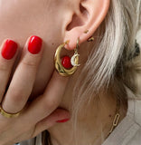 ASON-pendientes de aro circulares grandes y lisos de estilo coreano, Color dorado, acero inoxidable, joyería para mujer y niña, Piercing bohemio 