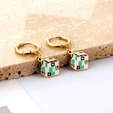 Pendientes colgantes con forma de cubo de Rubik cuadrado de diseño mágico, joyería de gota de acero inoxidable en la oreja, regalos para mujer