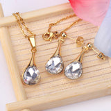 ASON 316L Stainless Steel Gold Bridal Wedding African Jewelry Sets for Women 2022 Water Drop Necklace Pendant Drop Earring