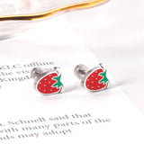 ASON Cute Strawberry Cloud Rainbow Stud Earrings Children's Earrings Stainless Steel Fashion Jewelry for Girl Women