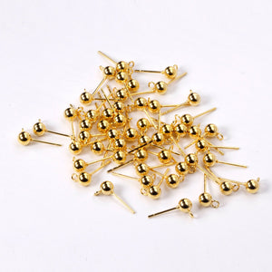 ASON 100pc Stainless Steel Pin Finding Stud Base Earring Setting Connector Gold Setting For DIY Jewelry Earrings Making Supplies