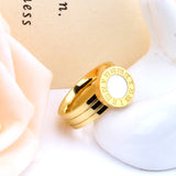 ASON Famous Brand Women Rings Gold Color White/Black Shell Stainless Steel Roman Numeral Engagement Rings Luxury Accessorie