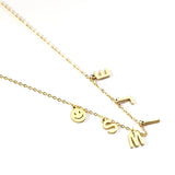 ASON Collier Female 2022 Stainless Steel Smile Face Letters Pendant Necklace Gold Color 45cm+5cm Long Chain Necklace Friend