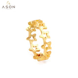 ASON Gold Color Openwork Star Shape Ring Stainless Steel Fashion Jewelry for Women Men Party Gift Jewelry Accessories