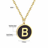 ASON New Punk Jewelry Gold Black Shell Choler Necklaces Stainless Steel 26 Letter Alphabet Pendant Necklaces Women/Girl