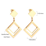 Brinco Jewelry Korean Square Triangle Drop Earring 2020 Set Stainless Steel Dangle Christmas Earrings Set For Women