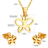 Brand New Stainless Steel Butterfly Necklace Earring Wedding Bridal DubaiJewelry Sets For Fashion Women Accessories