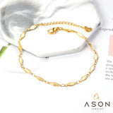 ASON Geometric Anklet Charm Foot Chain with 22+5cm Extender Gold Color Stainless Steel Fashion Jewelry Gift Accessories