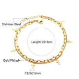 ASON Cross Accessories Multi-layer Link Chains Fashion Anklet Gold Color Stainless Steel For Women Daily Party Gift Jewelry