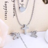 ASON Jewelry Sets for Party Stainless Steel Double Chains Necklace Gold Color Cross Piercing Stud Earring Fashion Jewelry