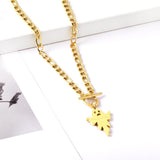 ASON Trendy Halloween Ghost Link Chain With OT Clasp Pendant Necklace Gold Color Stainless Steel For Women Men Jewelry Boho