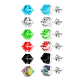 ASON Female Earrings Stainless Steel 4mm 6mm Geometry Cubic Zircona Stud Earrings Fashion Accessories Party Wholesale