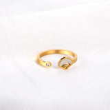 ASON Trendy Shell Finger Ring Stainless Steel Conch Pattern Open Ring for Women Wedding Ring Christmas Gift Accessory