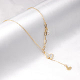 ASON Shell Butterfly Pendant Necklace with Imitation Pearl Stainless Steel Chain for Women Fashion Jewelry Accessories