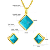 ASON Set Jewelry Women Stainless Steel Geometry Enamel Pendant Necklace Earrings Sets Wholesale Friend Gift