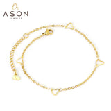 ASON Fashion Heart Anklet Gold Color 316L Stainless Steel Foot Chain 23+5cm for Women Fashion Jewelry Beach Accessories