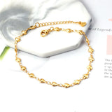 ASON Sweet Heart Charms Anklet Gold Color Stainless Steel Foot Chain with Extender 23+5cm Fashion Jewelry Party Gift