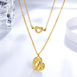 ASON Multi-Layer Pandents Necklace Gold Color Stainless Steel Mom And Son Hollow Out Heart Shape Necklace For Women Patty