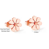 ASON Cute Small Flower Shape Piercing Stud Earrings Gold Color Stainless Steel for Girl Women Fashion Jewelry Accessories