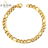 ASON 7mm Cuban Link Chain Bracelets Stainless Steel Gold Color for Men Women Party Gift Fashion Bangle Jewelry Boho