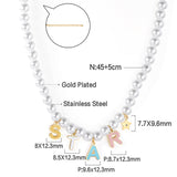 ASON Cute Imitation Pearl Necklace with STAR DREAM Letter Pendant Chains for Women Stainless Steel Jewelry Party Gift