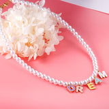 ASON Cute Imitation Pearl Necklace with STAR DREAM Letter Pendant Chains for Women Stainless Steel Jewelry Party Gift