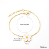 ASON Fashion Big White Flower Pendant Bracelet 316L Stainless Steel Bangle 18cm+3cm Length for Women Jewelry Accessories