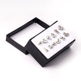 ASON 6pairs/Box Cute Stud Earring Sets Silver Color White Bead Mixed Shape Stainless Steel Piercing Earring Christmas Women