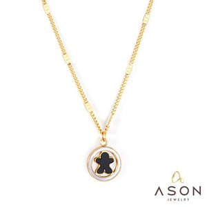 ASON – collier pendentif rond en acier inoxydable, chaîne en coquillage pour femmes et hommes, couleur or, accessoire de bijoux, cadeau de fête 