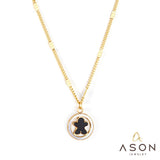 ASON Cute Stainless Steel Round Pendant Necklace Shell Chain for Women Men Gold Color Jewelry Accessory Party Gift