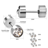 ASON Classic Style Size 3mm to 5mm Stainless Steel Round Cubic Zirconia Stud Earrings for Women Steel Color Jewelry