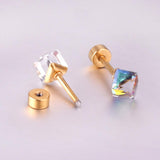 Pendientes de acero inoxidable con tornillo para niños, joyería de moda para mujer, pendientes de cristal navideños, pendientes brincos 