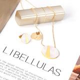 Ensembles de boucles d'oreilles colliers en acier inoxydable en forme de coquille élégante à la mode pour dames ensembles de bijoux de luxe pendientes mujer 