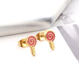 Pendientes con forma de piruleta de Color caramelo para niños y niñas, bonitos pendientes de acero inoxidable antialérgicos, joyería para regalos de cumpleaños 