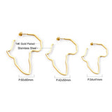 ASON Gigantic Gold Color 316L Stainless Steel Africa Map Huge Hoop Earring Ear Stud for Women Girl Gift Jewelry Accessories