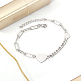 ASON Trendy Heart Shape Charms Bracelet Stainless Steel Bangle Bracelets for Women Gold Color Hand Chain Fashion Jewelry